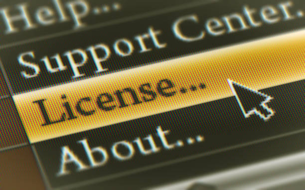 Digital menu selection showcasing a license text