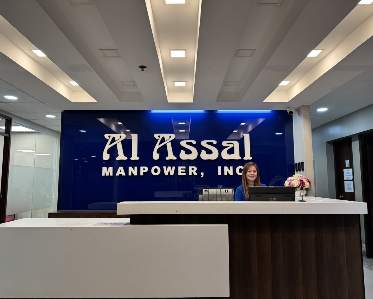 Al Assal Manpower professional reception desk welcoming OFW applicants and international employers in Manila Philippines